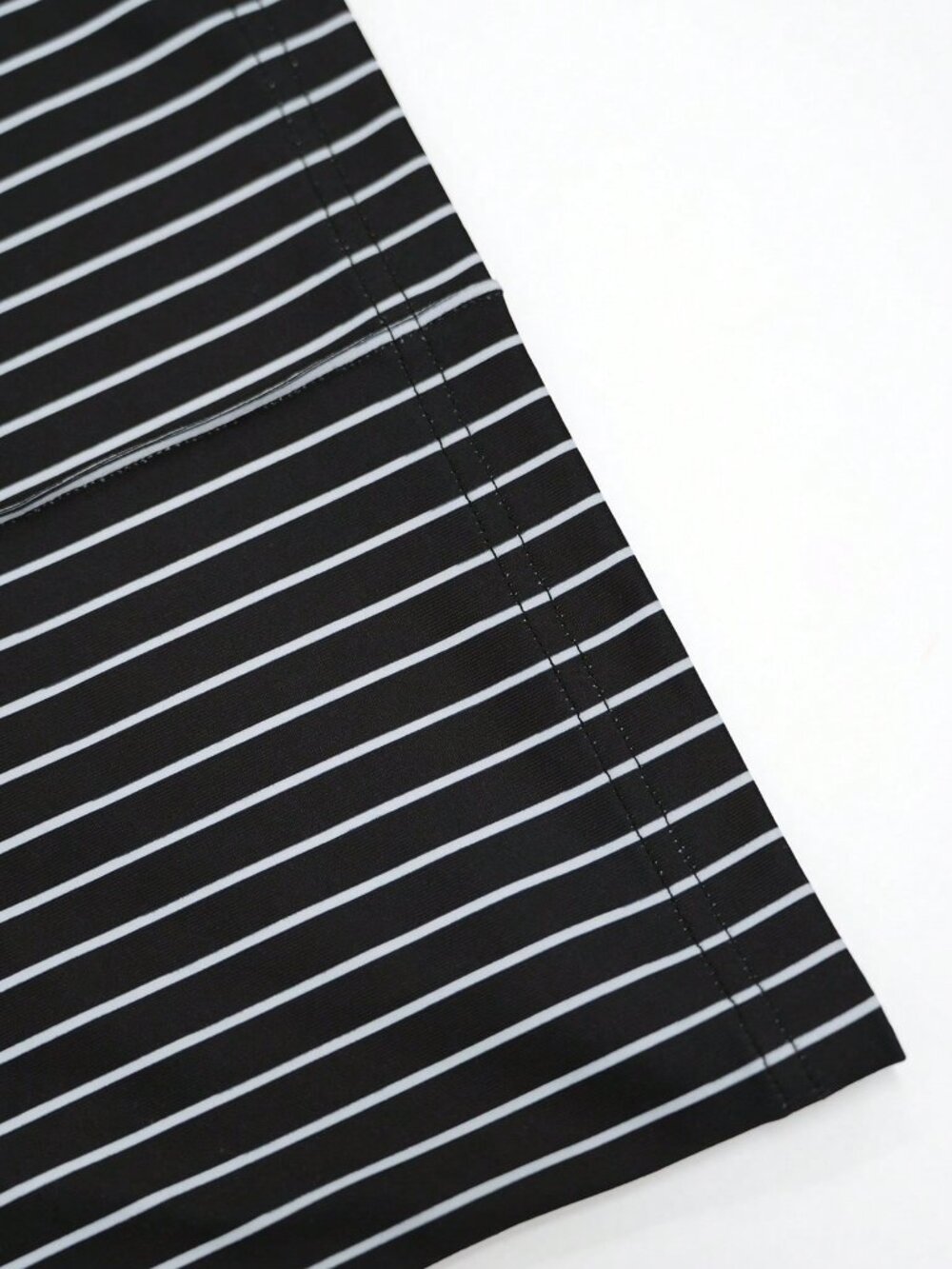 Black White Stripes Elegant Women's Elastic Wide Leg Pants - Picture 8 of 9